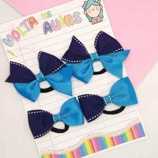 KIT 4 LAÇO AZUL MARINHO ESCOLAR VOLTA AS AULAS - PAR DE LAÇO NA XUXINHA GOMINHA RABICO em Oferta na Shopee