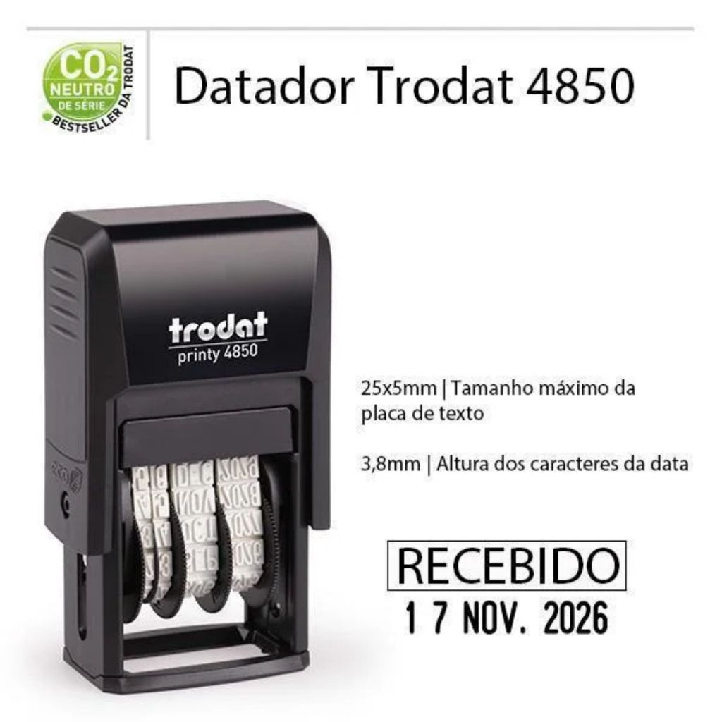CARIMBO DATADOR AUTOMÁTICO ROTATIVO COM DIA, MÊS E ANO - AUTO-ENTINTADO COM NOME E DATA - TIPO PAGO - RECEBIDO -VALIDADE em Oferta na Shopee