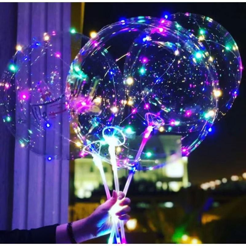 KIT 10 BALÕES BUBBLES 24” POLEGADAS LED