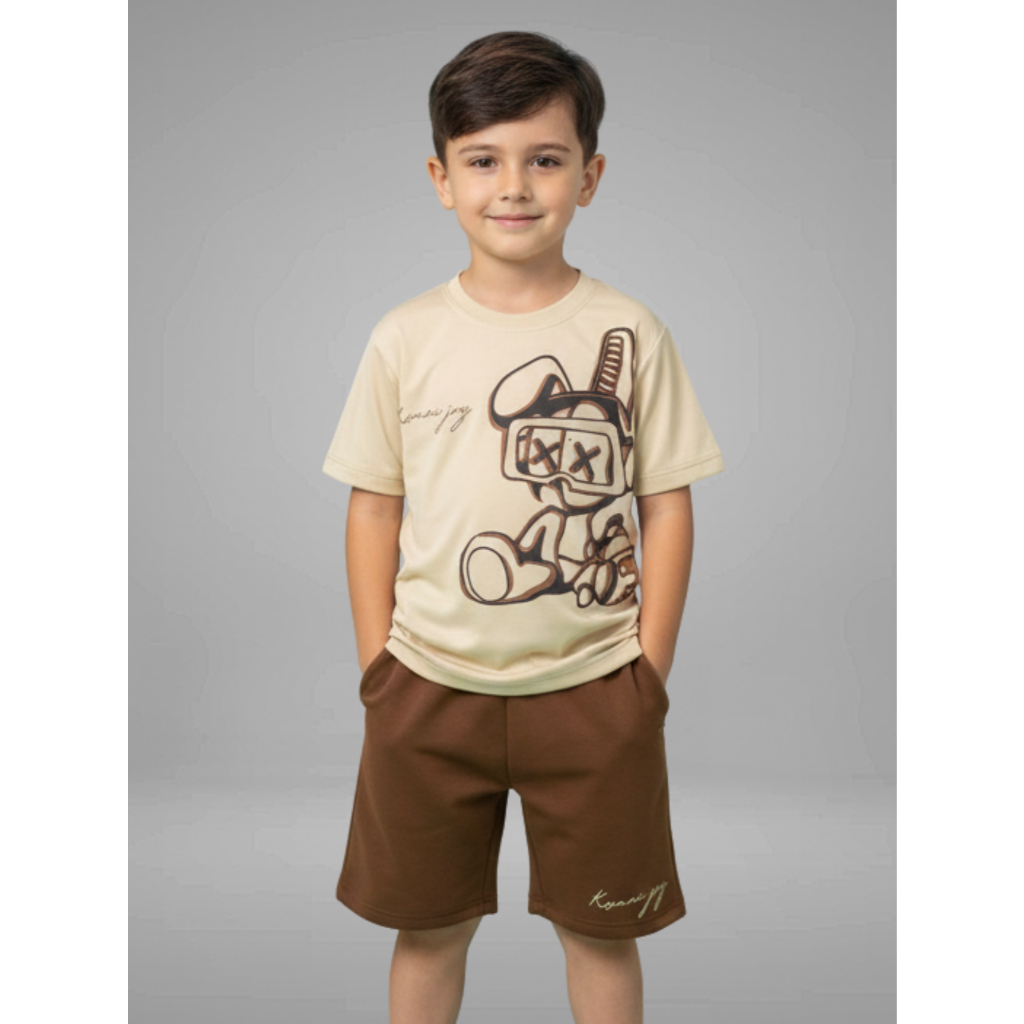 Conjunto Masculino Infantil - Blusa + Short Confortável de Verão
