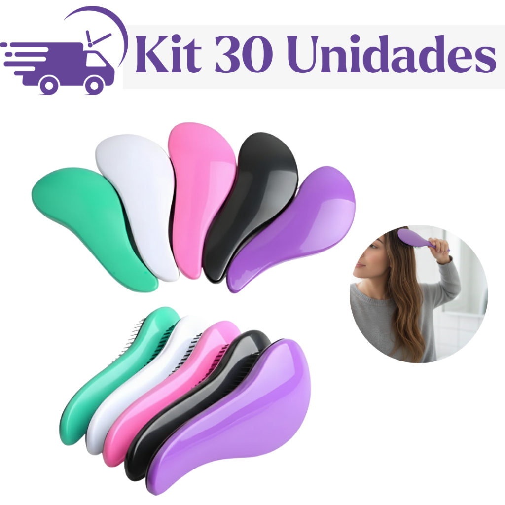 Kit 30 Escovas Mágicas - Desembaraçadora em Oferta na Shopee