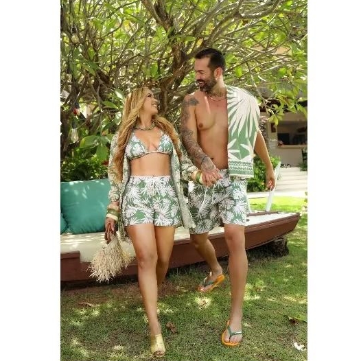 Kit Casal Shorts kit Mozao Combinadinhos Praia em Oferta na Shopee