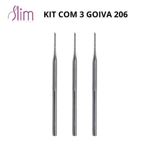Kit com 3 Goiva 206 - Slim - Pedicure e Manicure - Aço Inox em Oferta na Shopee