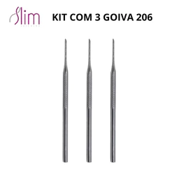 Kit com 3 Goiva 206 - Slim - Pedicure e Manicure - Aço Inox