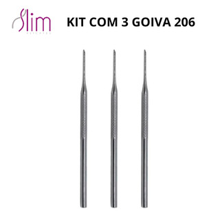 Kit com 3 Goiva 206 - Slim - Pedicure e Manicure - Aço Inox