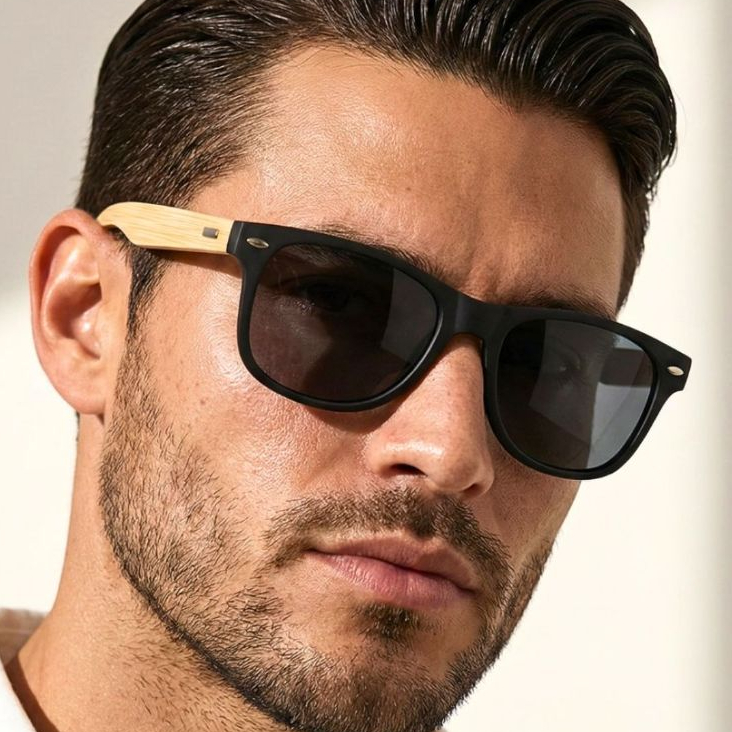 Óculos de Sol Arizona Polarizado Quadrado Hastes em Madeira Premium Vintage uv400 Unissex Maculino