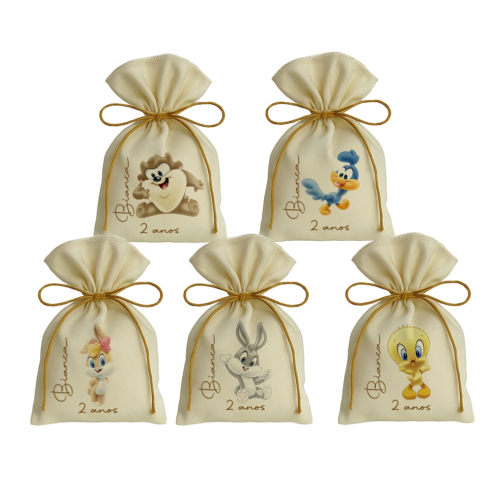 Kit 10 Saquinho Personalizados Festa Lembrancinhas Baby Looney Tunes M2