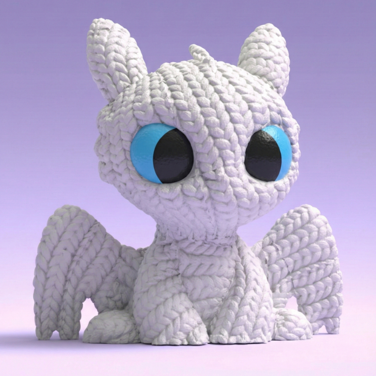 Chaveiro Banguela e Fúria da Luz - Como Treinar Seu Dragão - Efeito Tricô 3D