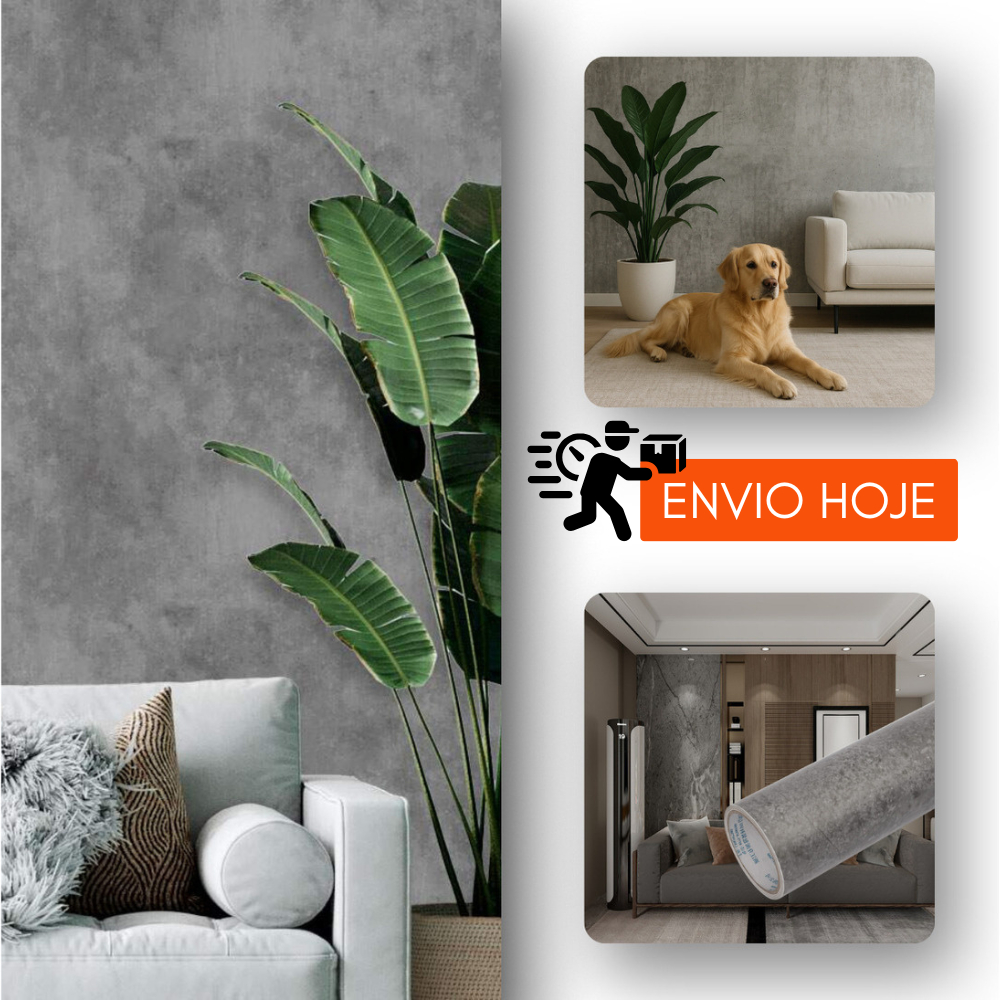 Papel De Parede Cimento Queimado Adesivo Auto Colante Lavável 10m x 0,45cm Sala Quarto Escritorio Luxo Envio Rápido