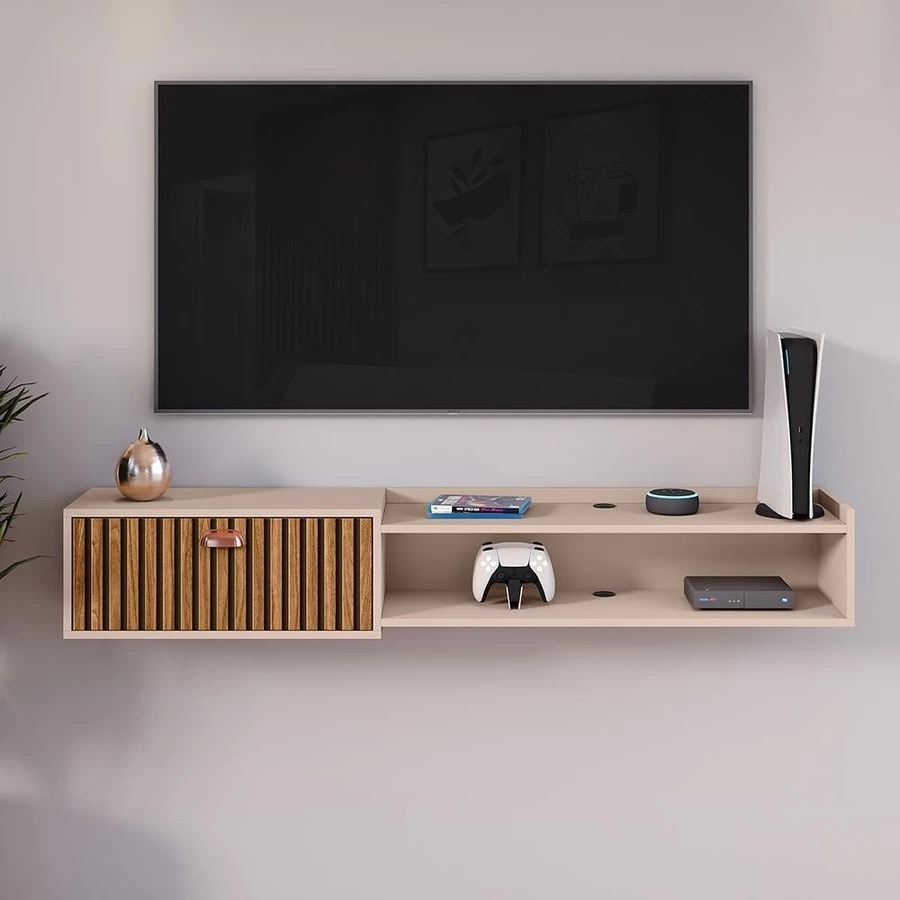 Rack Suspenso Sala Tv 1.50 cm Home Decoração Sala Quarto nicho 1 Porta para Tv's de até 55 Polegadas em Oferta na Shopee