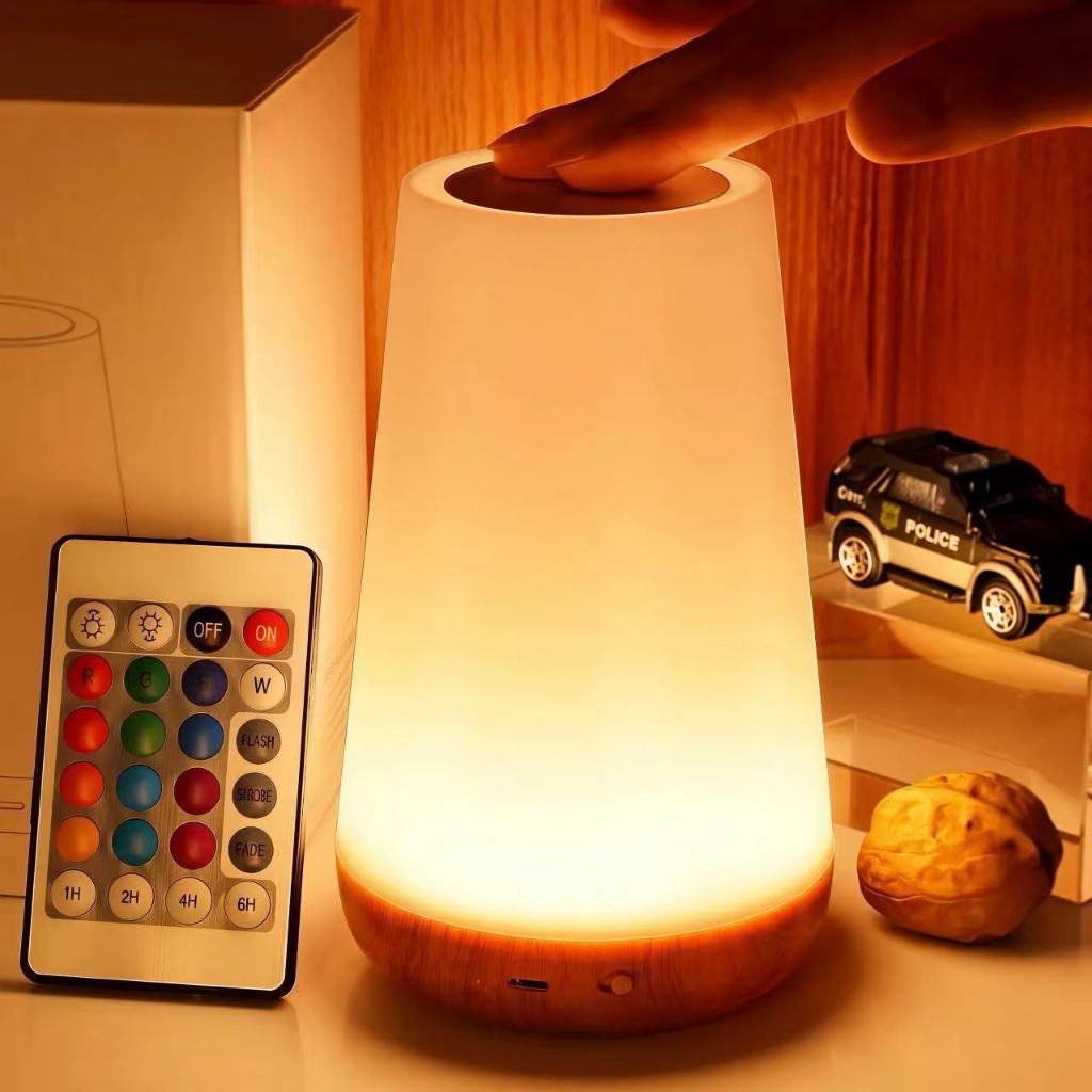 Luz de cabeceira Luminária de mesa moderna Lâmpada Touch com tempo de ajuste de controle remoto Led em Oferta na Shopee
