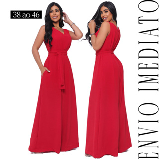 Macacão Pantalona Feminino Com Bolso Faixa na Cintura e Zíper Tecido Crepe Dunas Envio Imediato em Oferta na Shopee