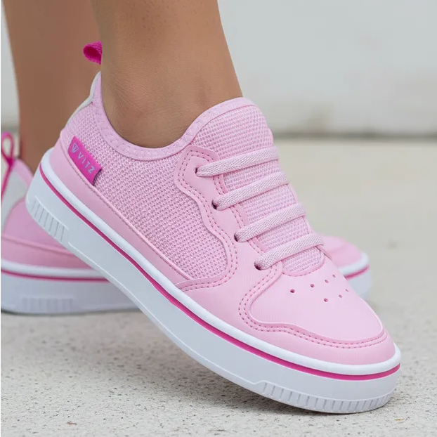 Tênis Infantil Calce Fácil Fly | Vitz Casual Leve Rosa em Oferta na Shopee