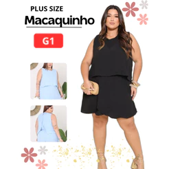 Macaquinho Plus Size Ayla com Shorts | Lançamento 2026 – Curto & Estiloso para Verão | Tamanhos G1