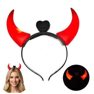 Tiara Arco Chifre Diabinha Led com Coração Carnaval Halloween Festa Fantasia em Oferta na Shopee