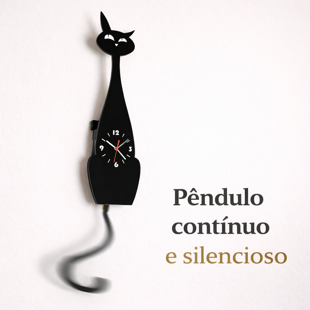 Relogio De Parede Pendulo Gato Acrilico Balança Rabo + Impressão UV - Pendulart em Oferta na Shopee