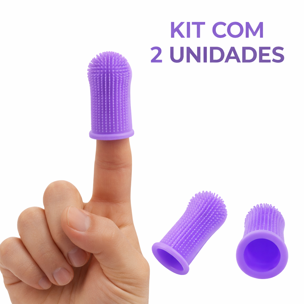 Kit 2 Escova de Dente Pet 360° Silicone para Cachorro e Gato | Limpeza Dental Antitártaro | Escova Dedal Higiene Bucal | em Oferta na Shopee