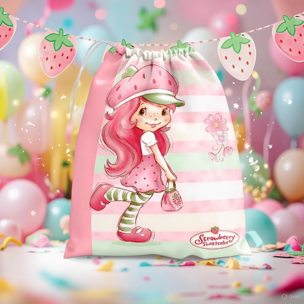 Kit Sacolinhas Tecido Tema Boneca Moranguinh0 Lembrancinha Surpresa Festa Infantil Meninas