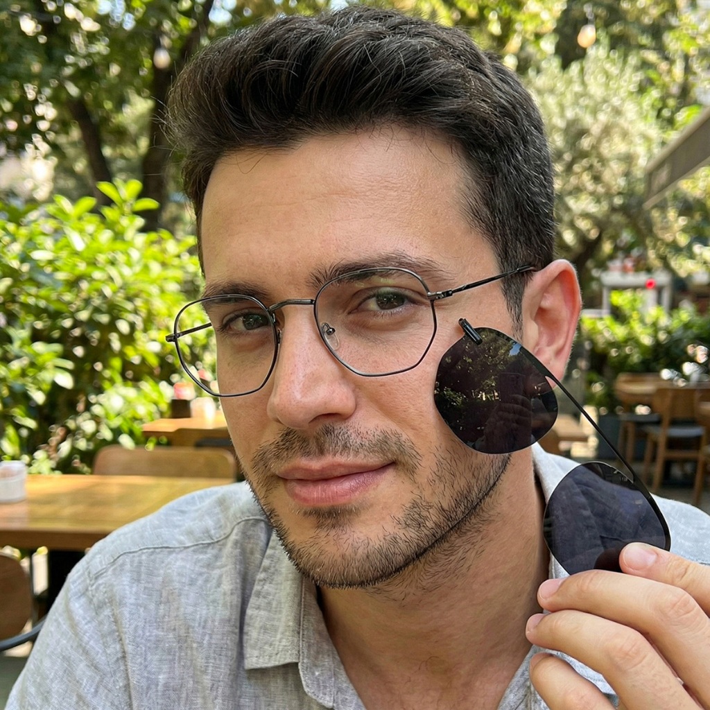 Armação p/ Grau Clip On Masculino Hexagonal Ilook Moderno Executivo Prateado Grau e Solar