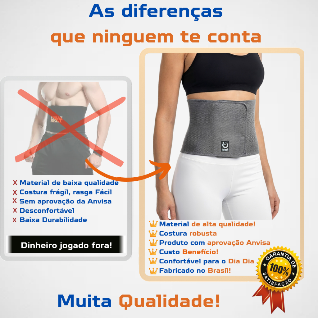 Cinta Modeladora Alta Compressão Feminina Magnética Masculina Unissex Velcro Alinha Lombar Coluna — imagem 2 de 2