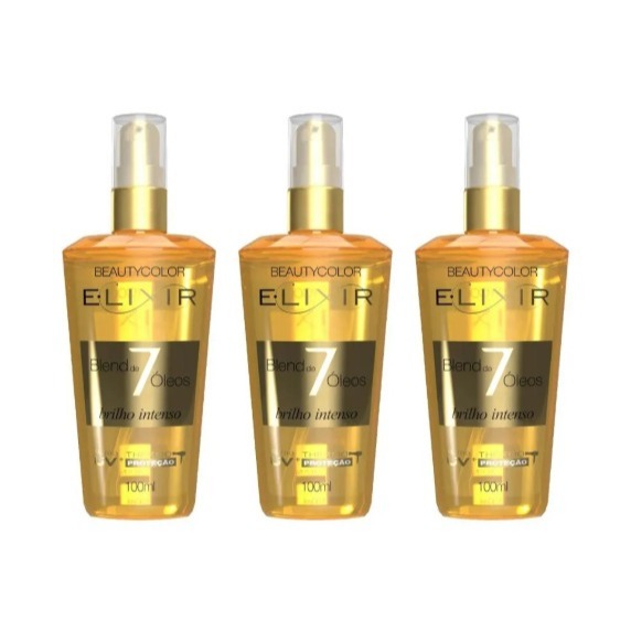 Kit 3 und Elixir 7 Óleos Blend 100ml Beauty Color Produto para cabelo reparador ponta