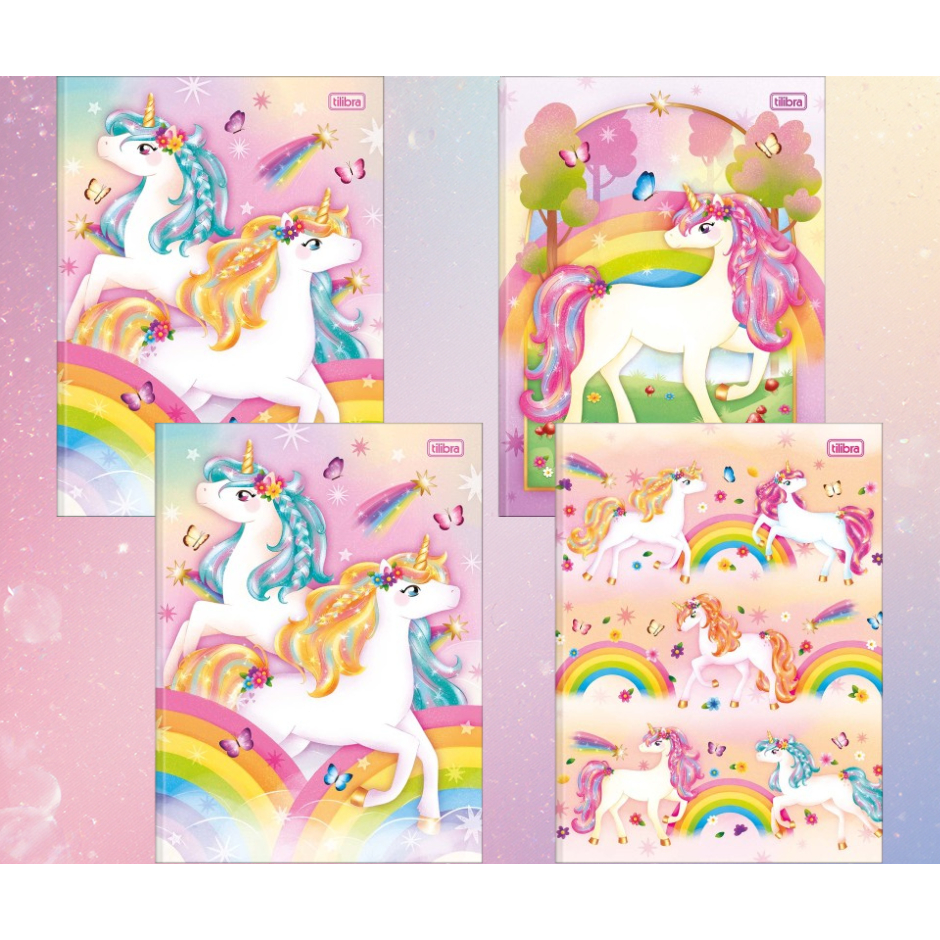 Caderno Brochura Capa Dura 80 Folhas Unicórnio Arc-enciel  Animativa /Caderno Brochura Capa Dura Blink 80 Folhas Tilibra