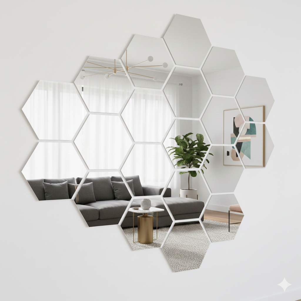 Oferta! Kit Espelhos Acrílico formato Hexágono - Achadinhos da Shopee