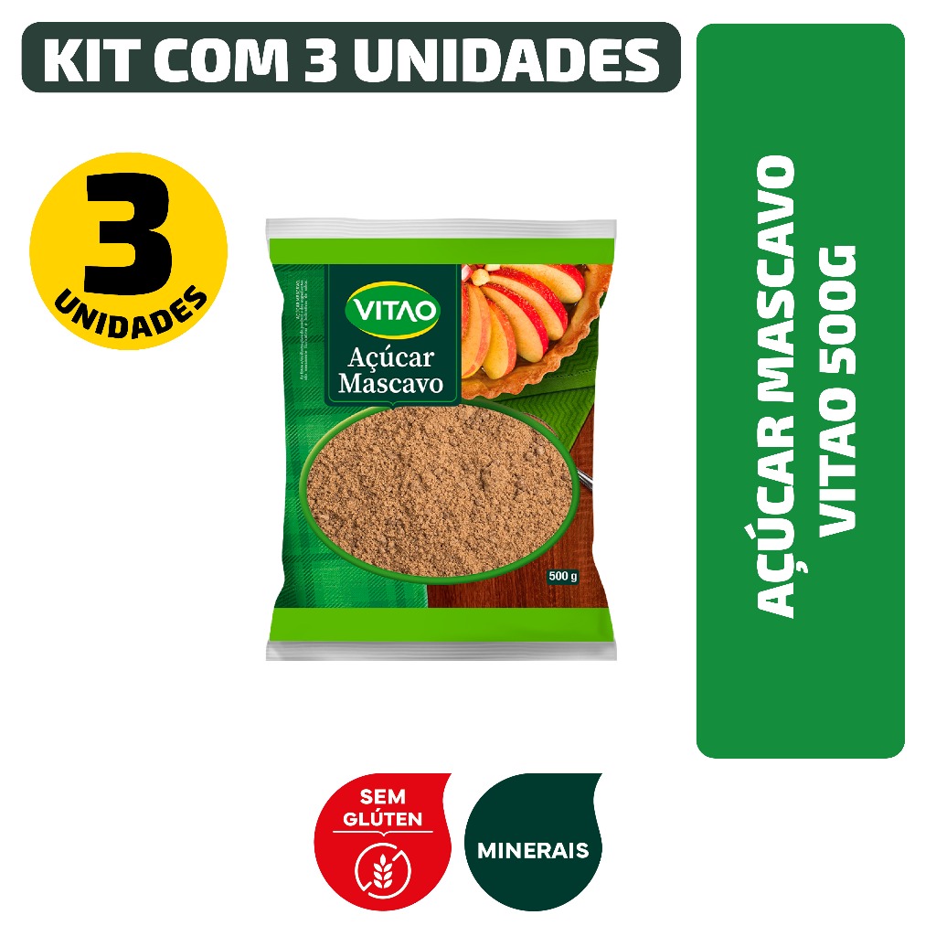 Kit Açúcar Mascavo Vitao 500G - 3 Unidades