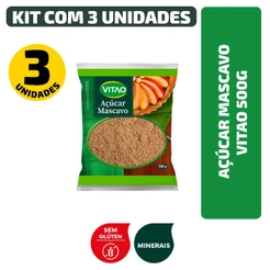 Açúcar Mascavo Sem Glúten Vitao 500G - Kit 3 Unidades