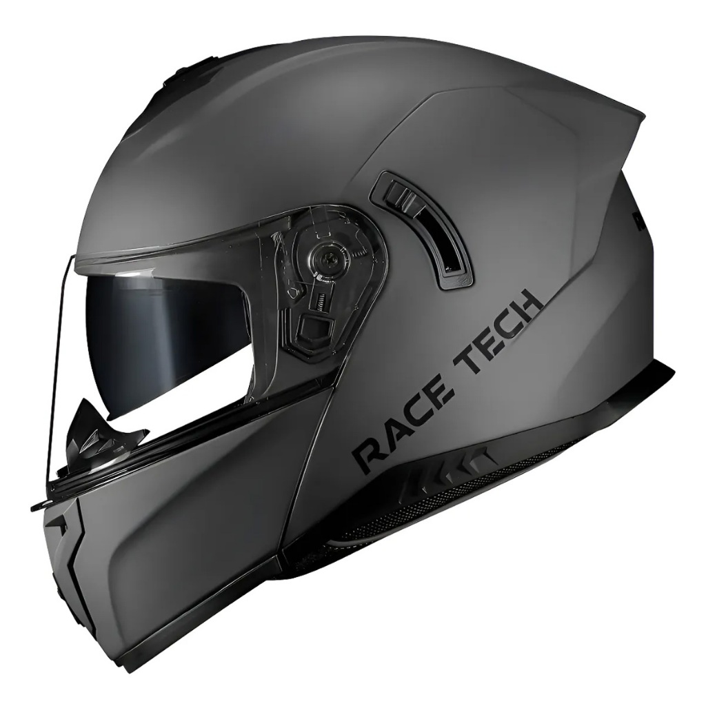 Capacete Race Tech Signal Mono Fosco Titanium Robocop Escamoteavel Integral Modular Envio Emediato