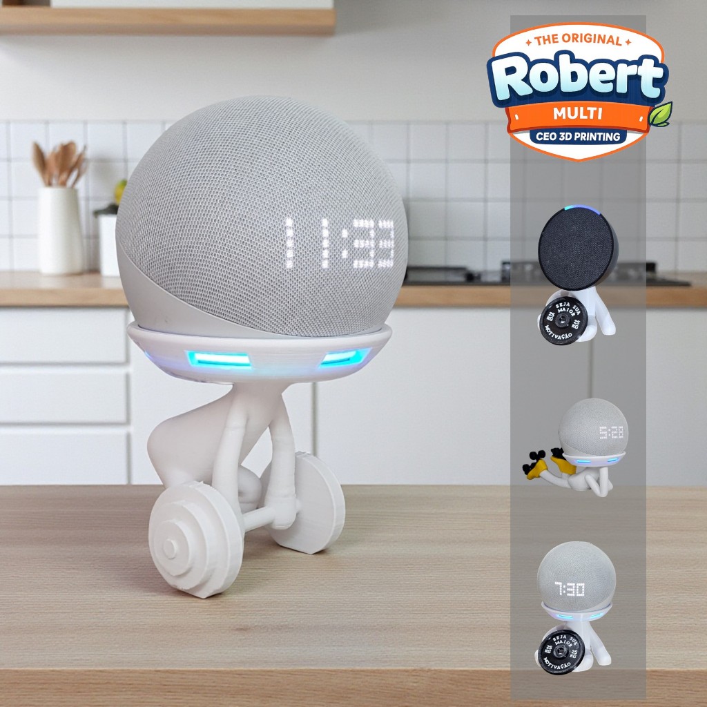 Suporte Alexa Echo Dot 4, Dot 5, Dot 3, POP e MAX. Robert SPORTs. Coleção Presente, decoração música