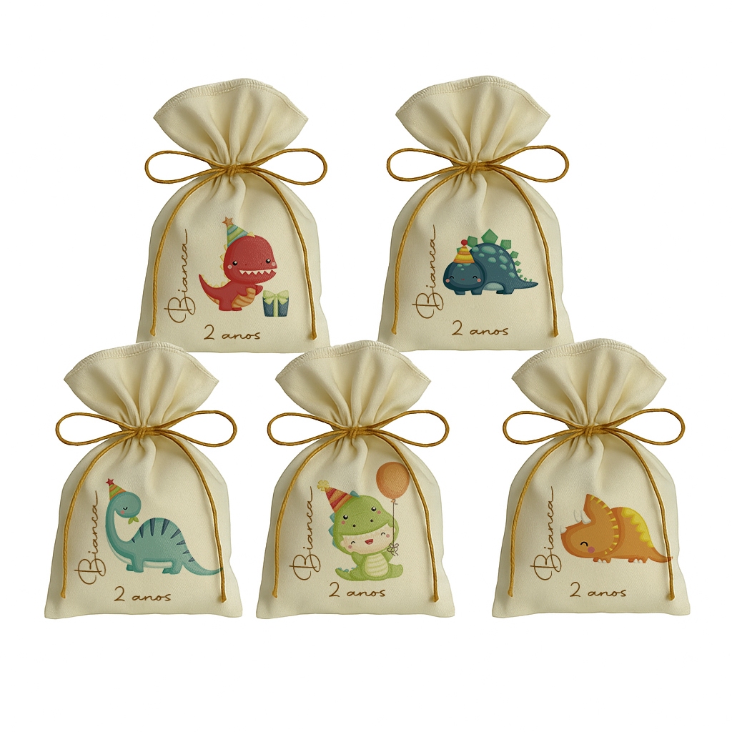 Kit 10 Saquinho Personalizados Festa Lembrancinhas Dinossauro Baby Dino Mite em Oferta na Shopee