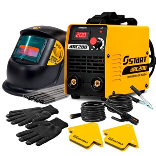 Kit Maquina De Solda Inversora Arc 200a 220v Start C/ Mascara De Solda Fotossensível + Acessórios em Oferta na Shopee