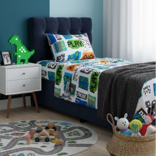 Jogo de Cama Infantil Solteiro Kids Estampado 2 Peças Lençol com Elástico e Fronha em Oferta na Shopee