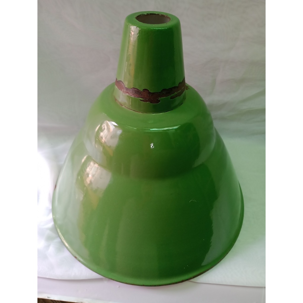 Grande Cúpula Luminária Agata Esmaltada Antiga Verde/ Ler Descrição
