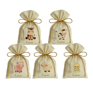 Kit 10 Saquinho Personalizados Festa Lembrancinhas Fazendinha Bichos Sortido em Oferta na Shopee