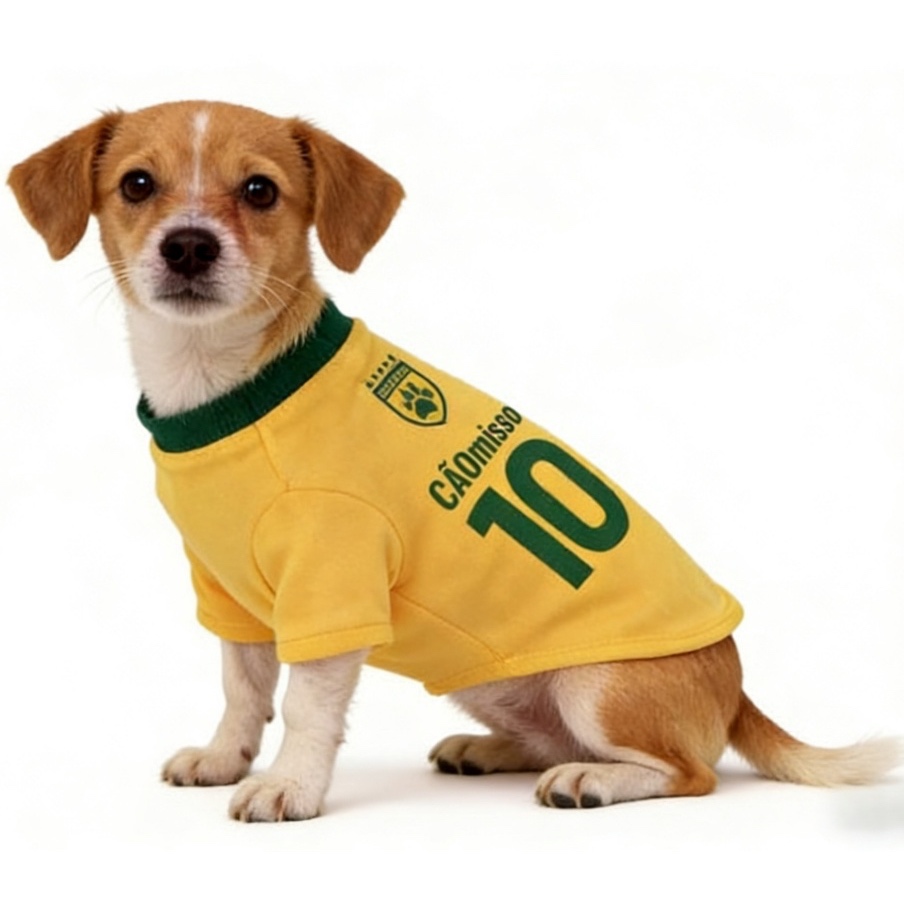 Roupa Pet Brasil Cãomisa Nº10 – Camisa Seleção Brasileira para Cães e Gatos