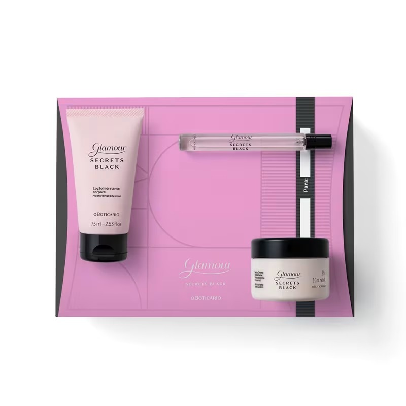 Kit Presente Glamour Secrets Black ( 3 itens ) - Feminino - Original Boticárioi