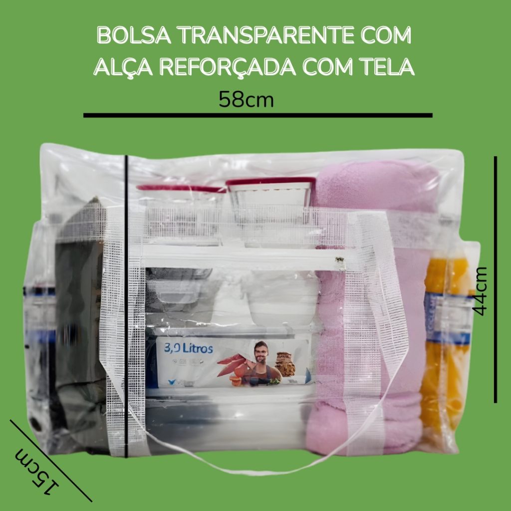 Bolsa Transparente GG Com Alça Reforçada Para Jumbo CDP/Penitenciária em Oferta na Shopee