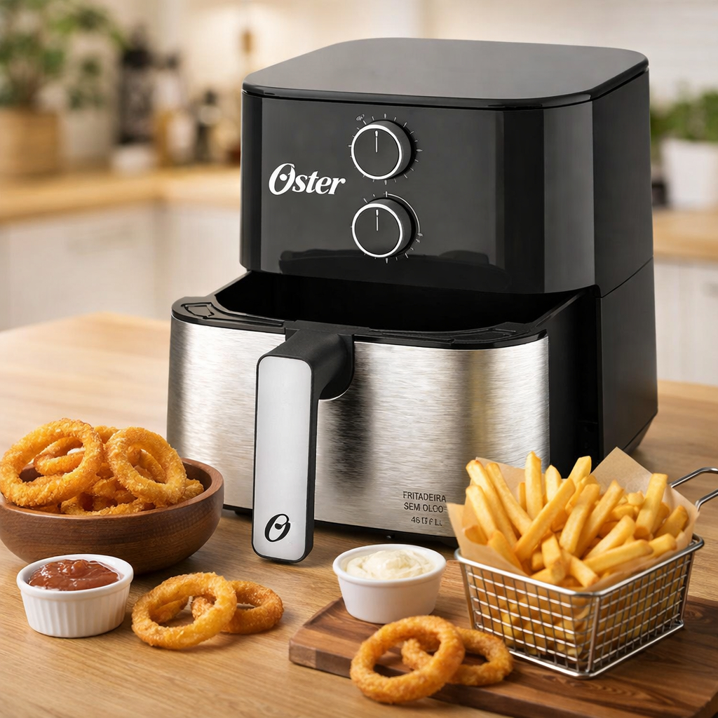 Fritadeira Elétrica Oster Air Fryer Inox Compact 4,6l Sem Óleo