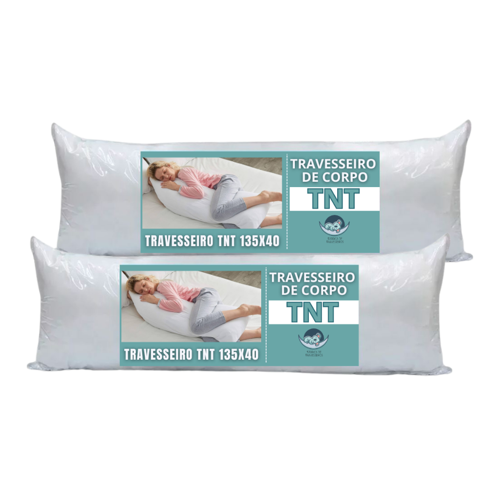 KIT 2 Travesseiros TNT De Corpo Gigante 100% Fibra antialérgico Xuxão Super Macio 1,30x40