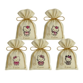 Kit 10 Saquinho Personalizados Festa Lembrancinhas Hello Kitty Rosa