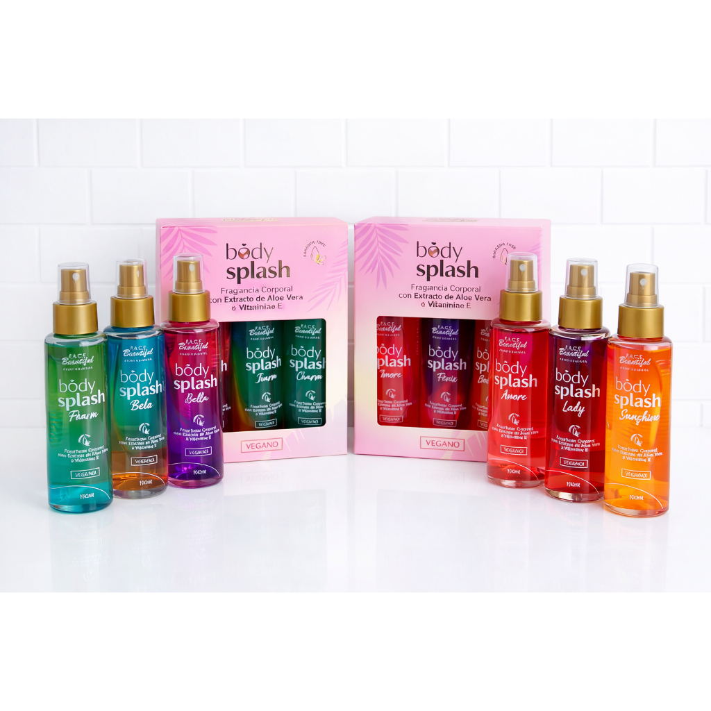 Kit 03 Body na caixinha Splash Face Beautiful – Perfumação Leve, Frescor e Feminilidade