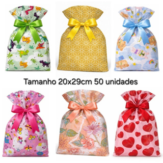 50 Sacos de Presente BOPP 20x29cm Varias Estampas Premium em Oferta na Shopee