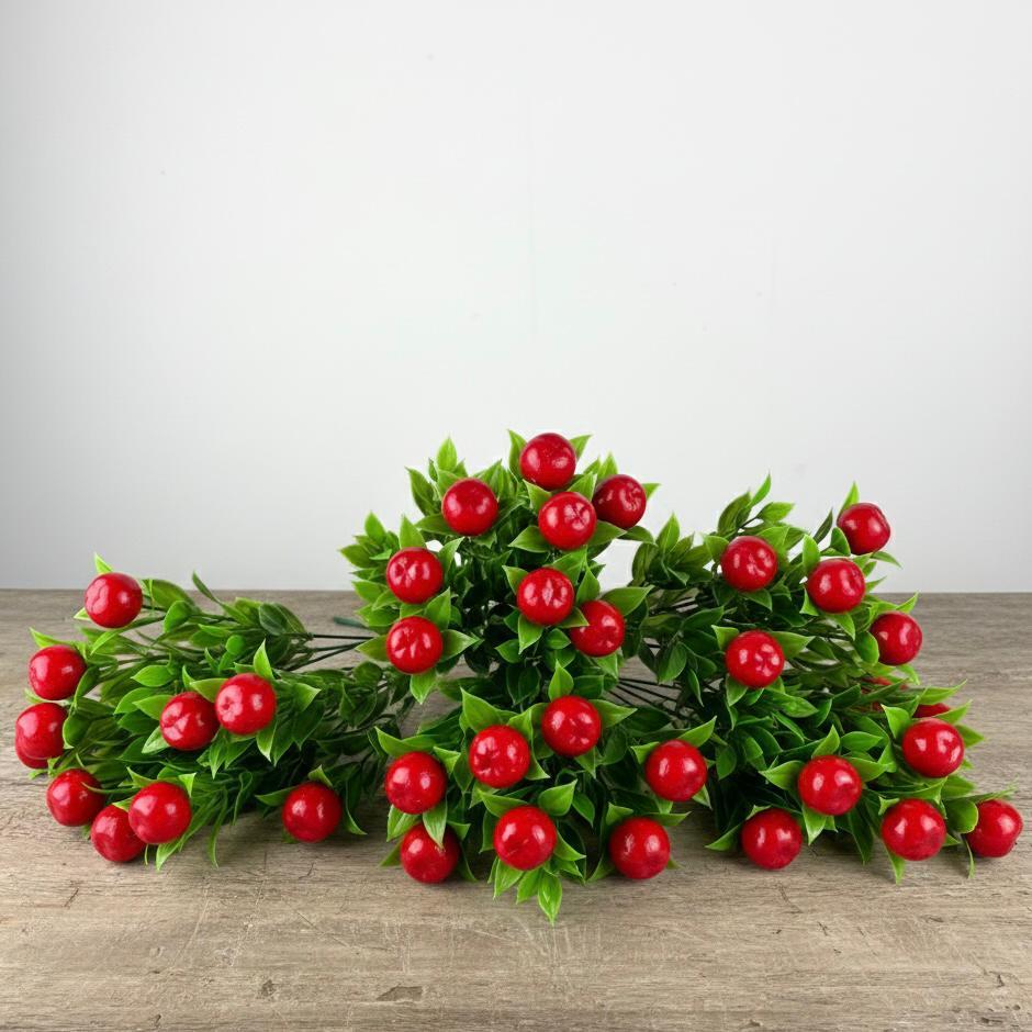 Planta Buquê Mini Frutas Cereja de Natal Artificiais para Decoração Casa Casamento - SD801571 CEREJA em Oferta na Shopee