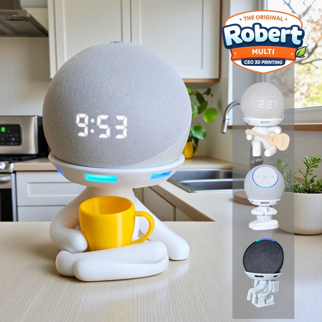 Suporte Alexa Echo MAX, Dot 3, 4 e 5 e Echo POP Coleção Robert Decor. Decoração multiuso. Presente