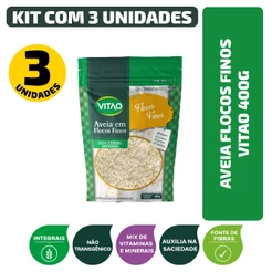 Aveia Flocos Finos Integral Vitao 400G - Kit 3 Unidades