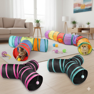 Brinquedo Tunel para gato Dobravel Com Bolinha 3 saidas em T em Oferta na Shopee