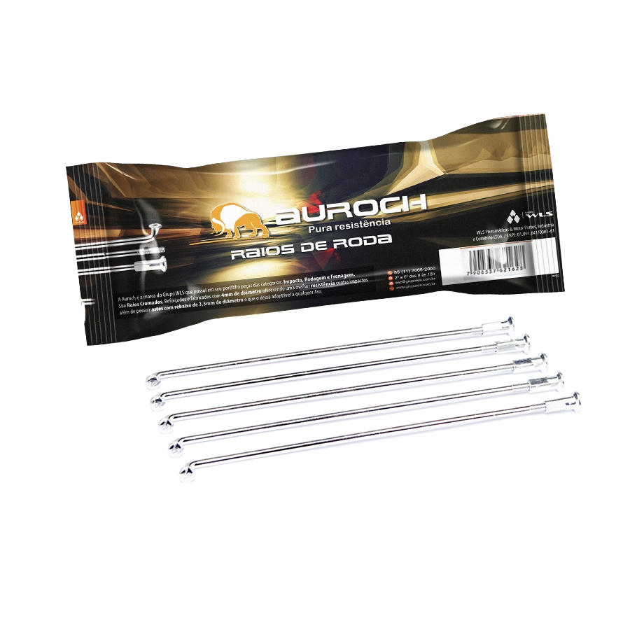 Jogo De Raio Cromado 3,2mm Dianteiro Moto Yamaha Crypton 100 Vulcanbor Linha Auroch