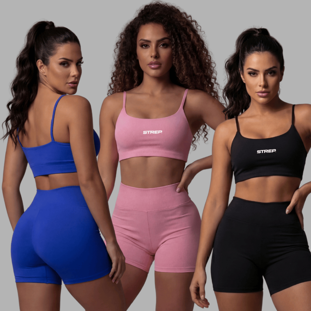 Kit 3 Conjunto Feminino Academia Shorts + Top Alcinha Virginia Treino Meia Coxa em Oferta na Shopee